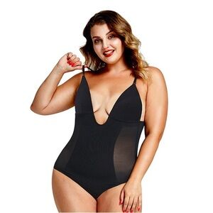 NNEKA ROSE PLUNGE LOW-BACK THONG BODYSUIT